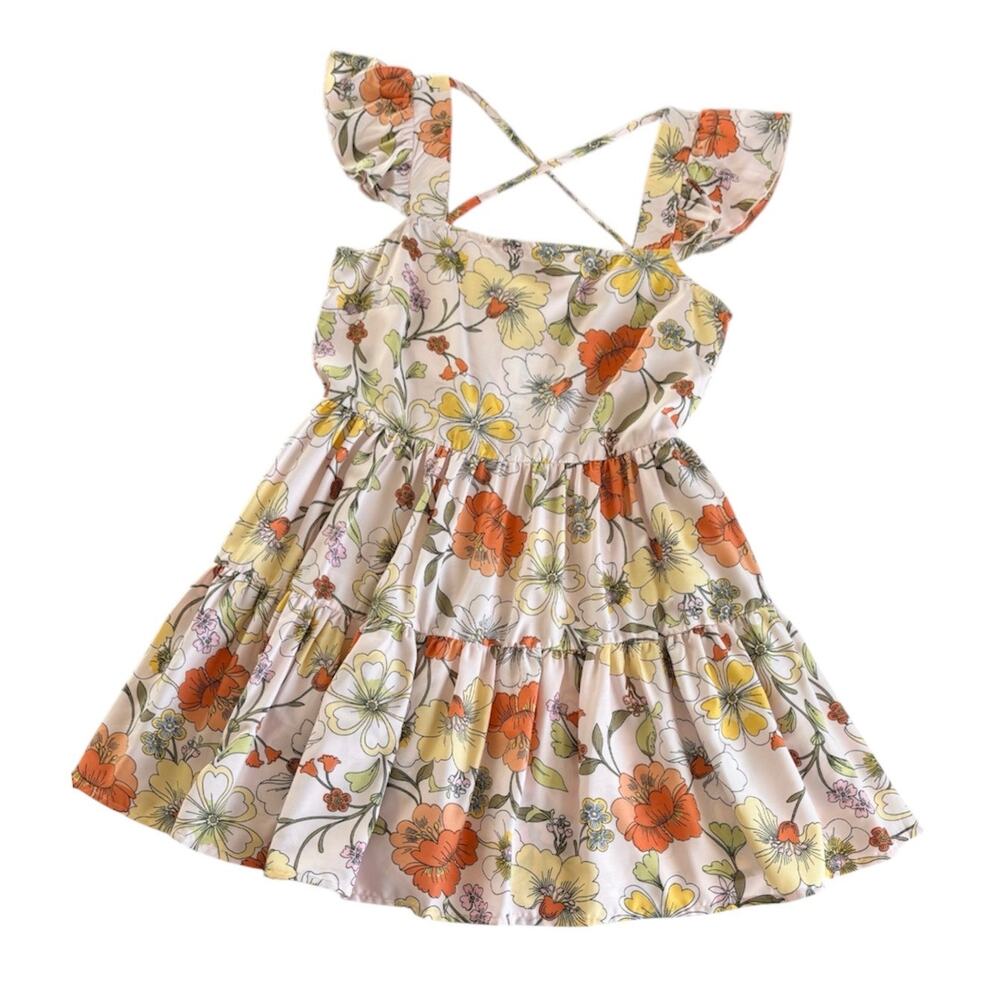 BOG Collective Lottie & Holly Blush & Rust Fit and Flare Tiered Mini Dress Small